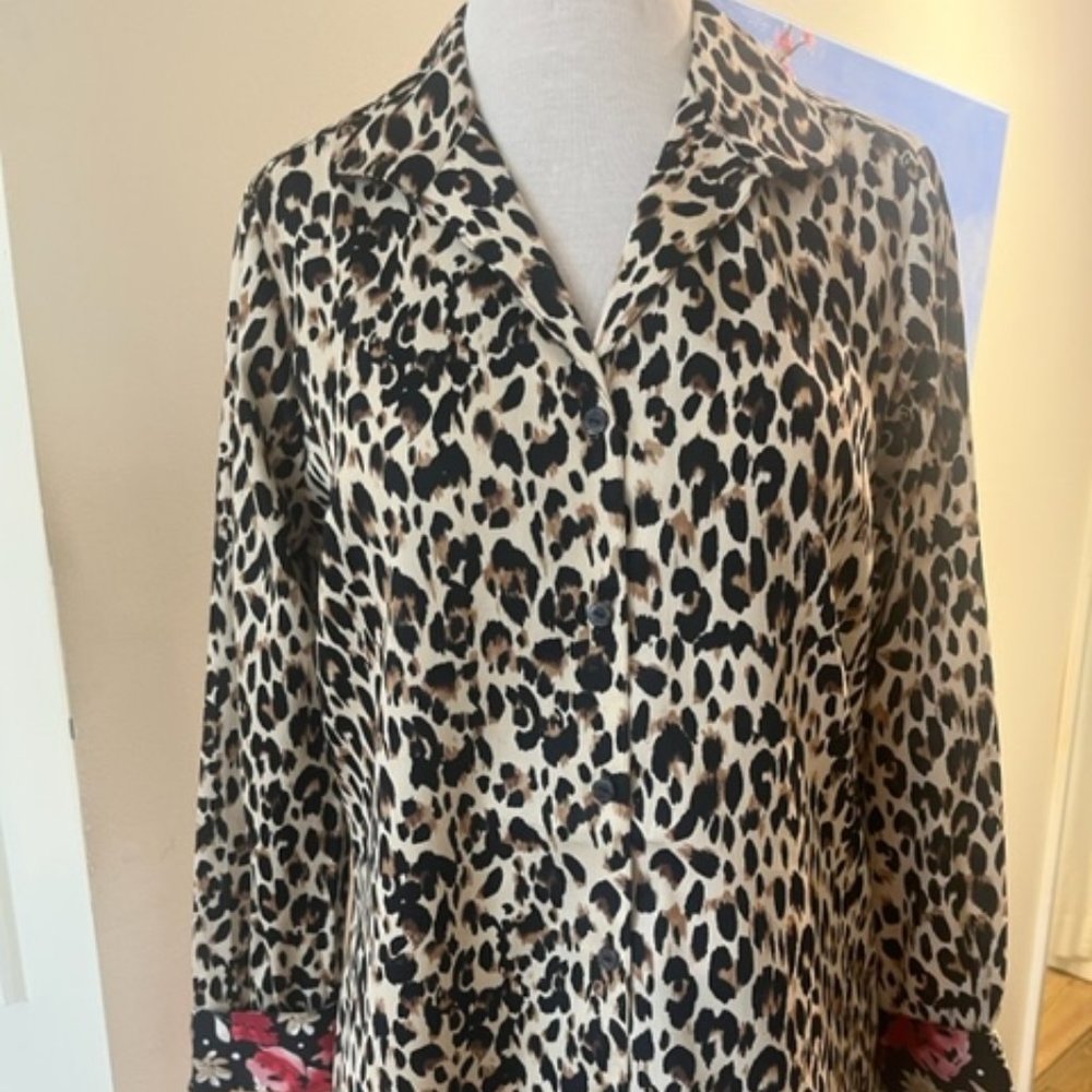 NWT Foxcroft Lucca Evening Leopard Tunic Shirt